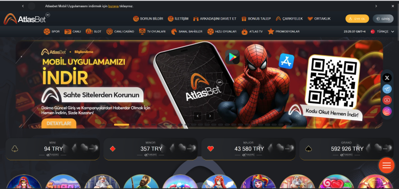 Atlasbet Casino Ana sayfası